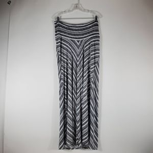 Maternity Full Length Skirt Grey White Stripes Size XL